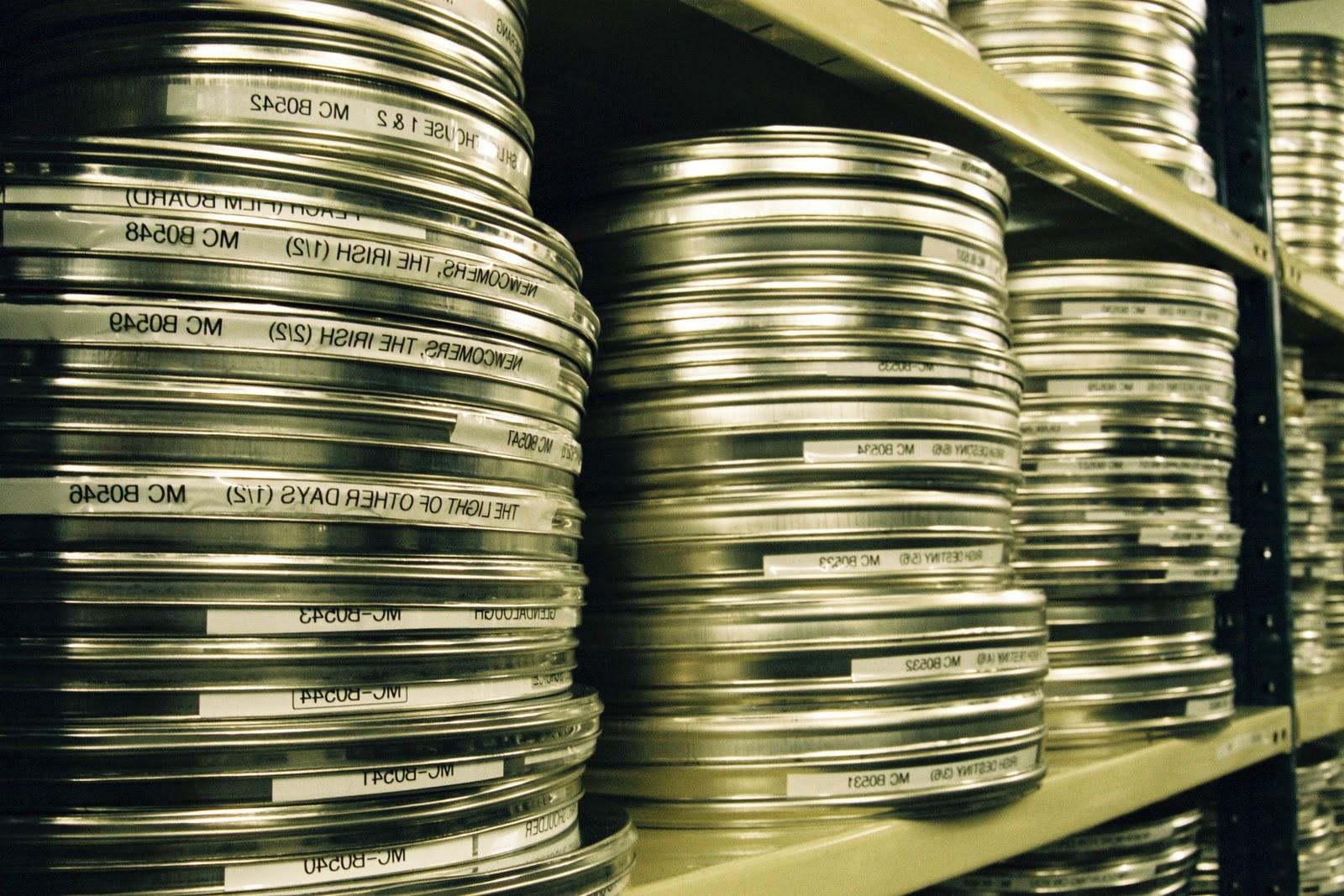 Stacks of movie films